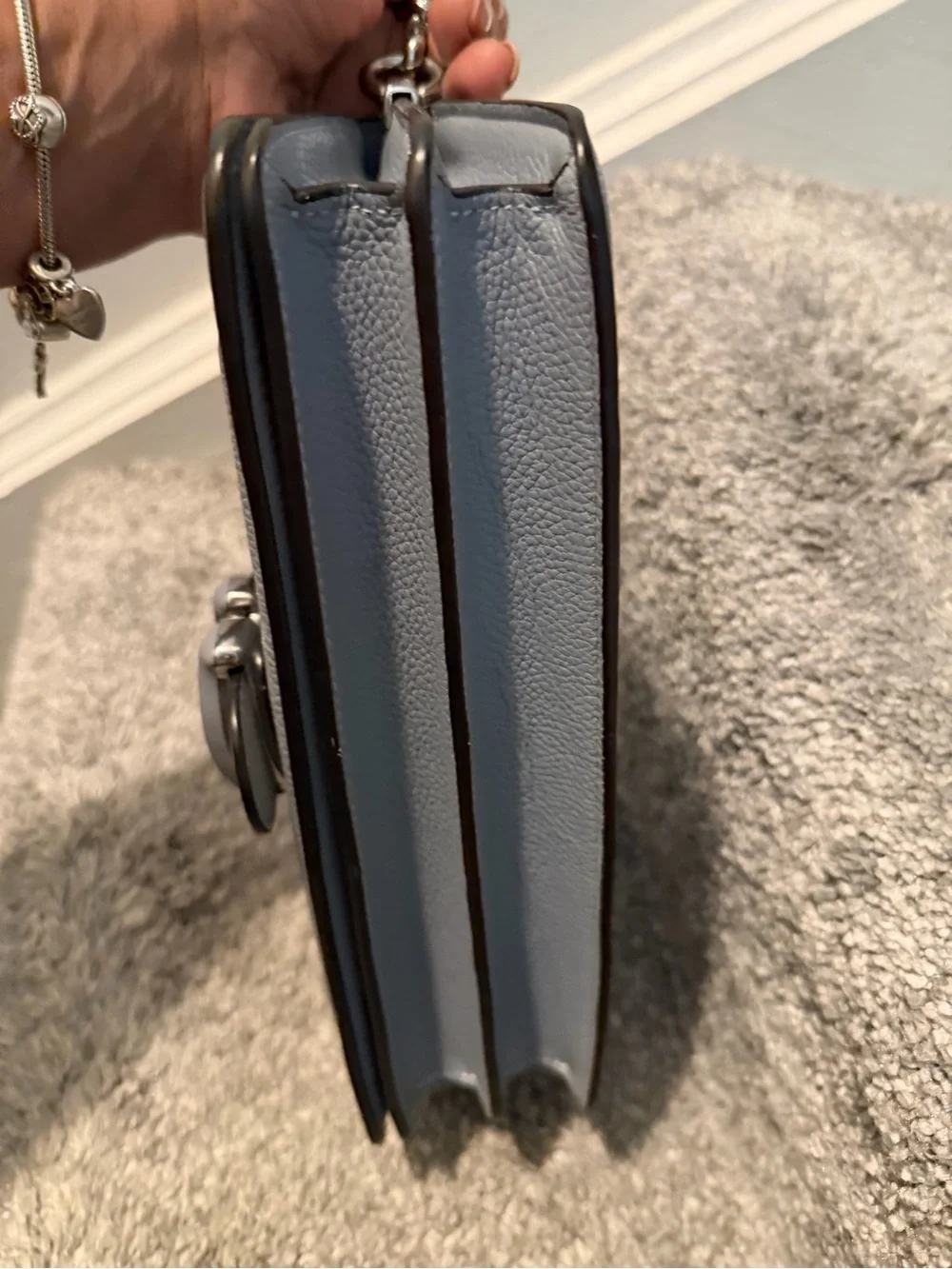 Coach Tabby Shoulder Bag 26 in the Grey Blue colorway.